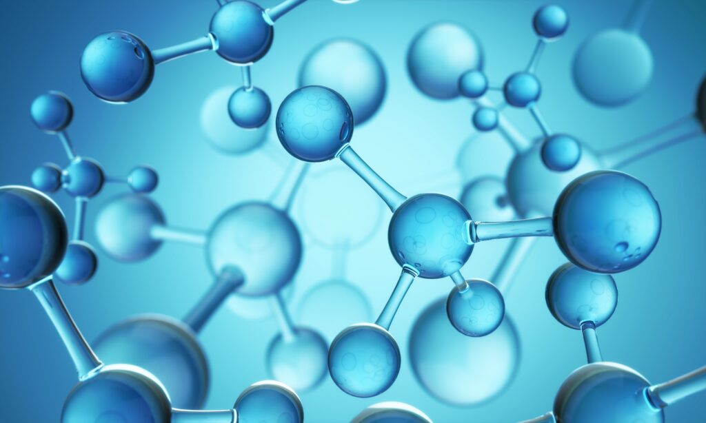 Blue molecules graphic